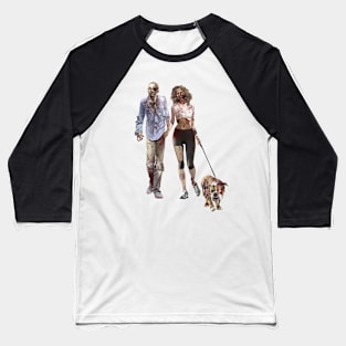 Zombies walking their Dog Baseball T-Shirt